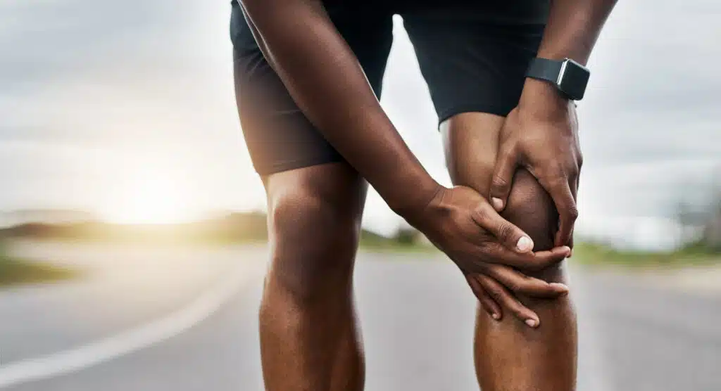 Athlete suffering with knee pain