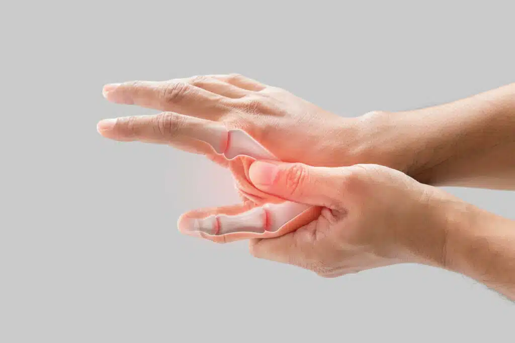 Inflammation of the finger bone due to Fingers Locking Straight.