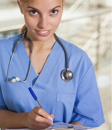 Lady doctor Writing on the Notepad